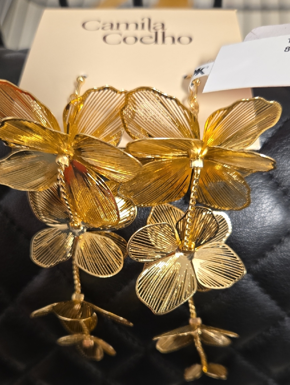 Camila Coelho Metallic Gold Floral Cascade Earrings